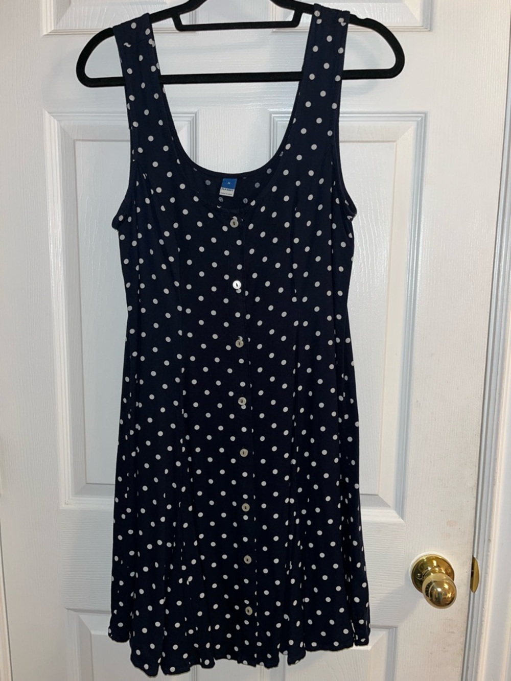 Navy Dress with White Polka Dots